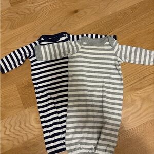 Primary Striped Long-Sleeve Sleep Sacks in Navy & Gray